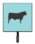 Black Angus Cow Blue Check Leash or Key Holder Wall Hooks, Key Hooks Holder, Coat Rack Wall Mount, Coat Hooks, Hooks for Hanging Keys, Towels, Aprons, Leashes