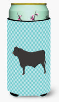 Black Angus Cow Blue Check Tall Boy Hugger Can Cooler Sleeve Machine Washable Drink Collapsible Insulator Beverage Insulated Holder
