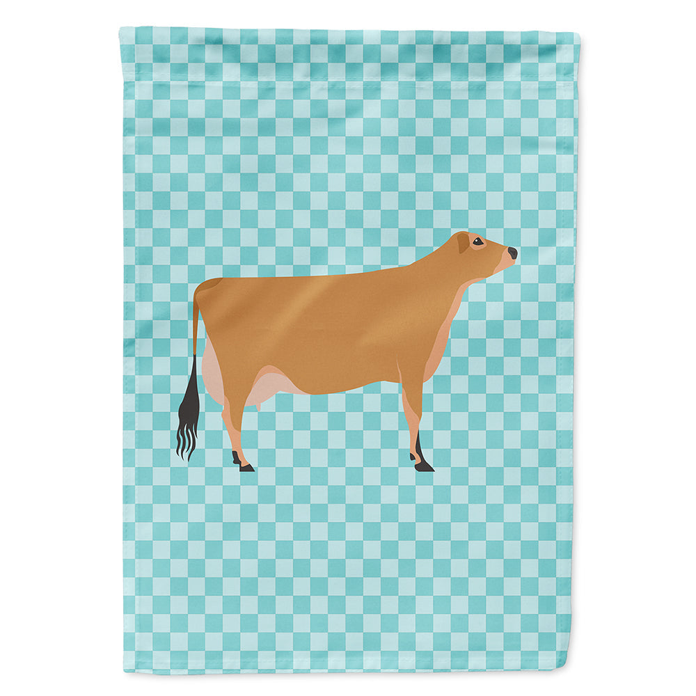 Jersey Cow Blue Check House Flag 28x40 Porch Sleeve Pole Decorative Outside Yard Banner Artwork Wall Hanging, Polyester