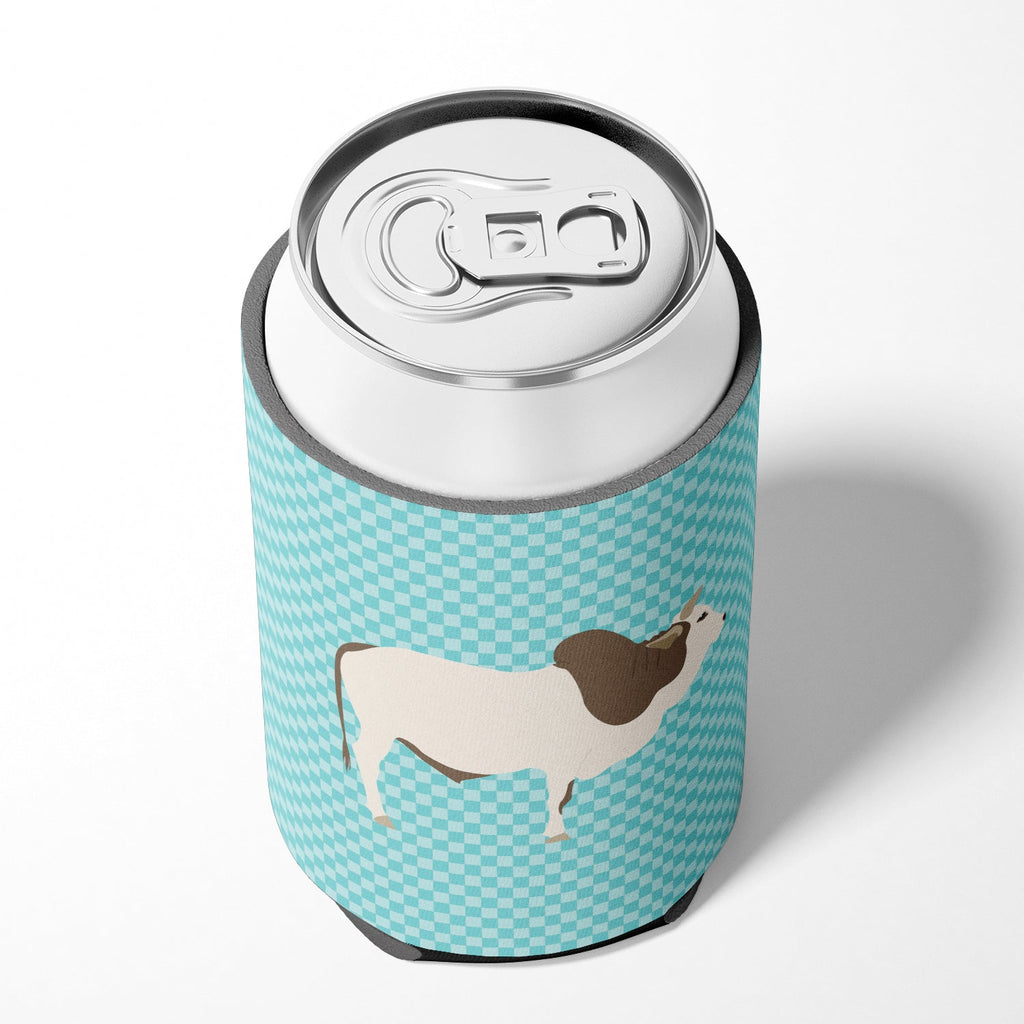 Malvi Cow Blue Check Can or Bottle Hugger Cooler Sleeve for Standard 12 oz Cans, Insulated Foam Beer & Soda Can Hugger Reusable
