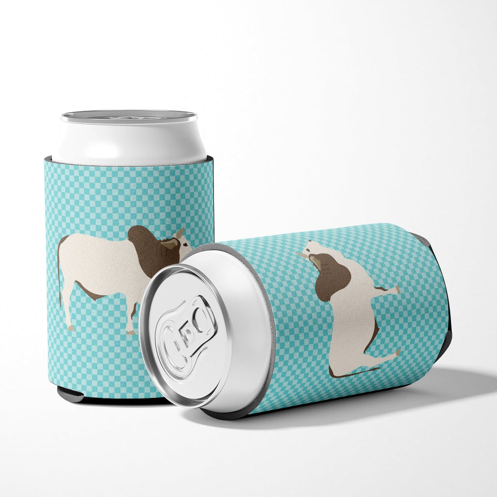 Malvi Cow Blue Check Can or Bottle Hugger Cooler Sleeve for Standard 12 oz Cans, Insulated Foam Beer & Soda Can Hugger Reusable