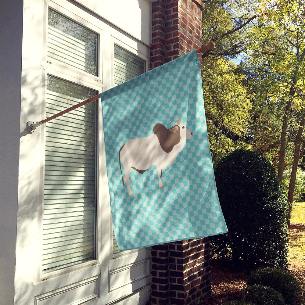 Malvi Cow Blue Check House Flag 28x40 Porch Sleeve Pole Decorative Outside Yard Banner Artwork Wall Hanging, Polyester