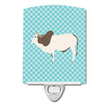 Malvi Cow Blue Check Ceramic Night Light Compact, UL-Certified, Ideal for Bedroom, Bathroom, Nursery, Hallway, Kitchen, 6x4x3, Multicolor