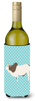 Malvi Cow Blue Check Wine Bottle Hugger Gift Sleeve for Standard 750 ml Bottles, Insulated Reusable Also Fits Mini Shot & Pint Bottles