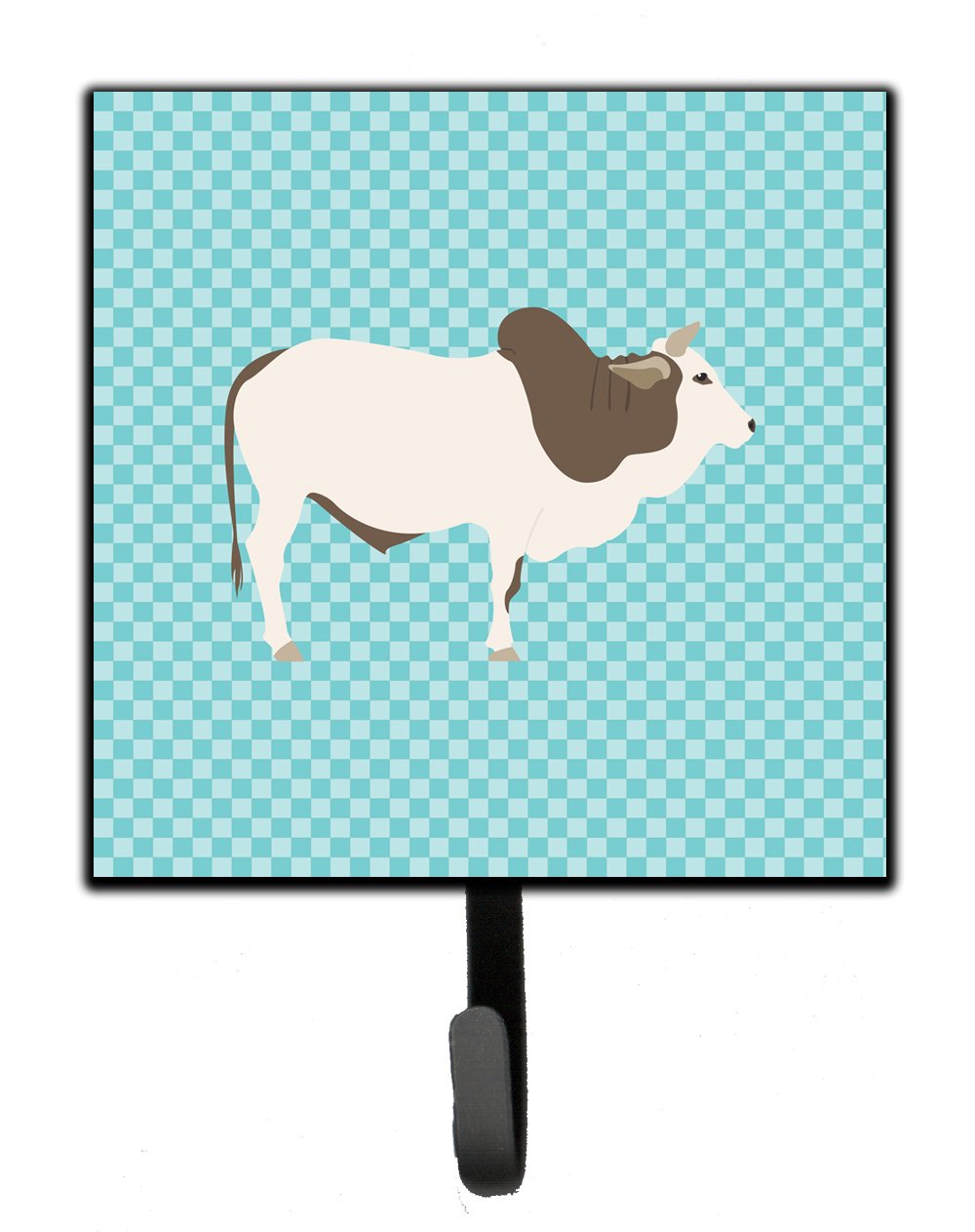Malvi Cow Blue Check Leash or Key Holder Wall Hooks, Key Hooks Holder, Coat Rack Wall Mount, Coat Hooks, Hooks for Hanging Keys, Towels, Aprons, Leashes