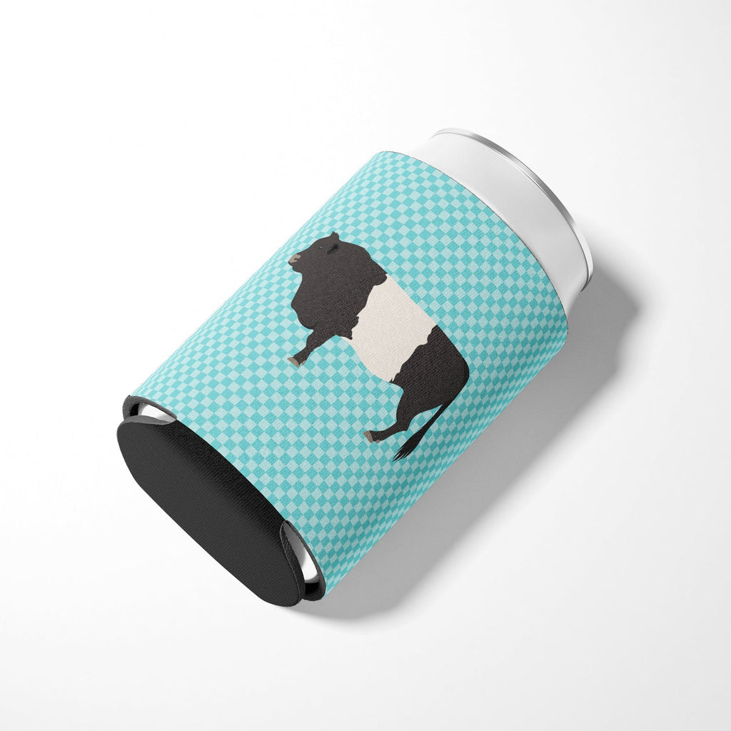 Belted Galloway Cow Blue Check Can or Bottle Hugger Cooler Sleeve for Standard 12 oz Cans, Insulated Foam Beer & Soda Can Hugger Reusable