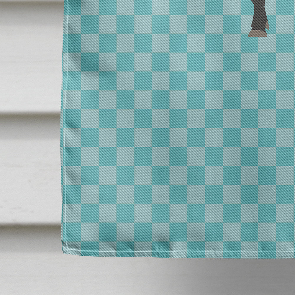 Belted Galloway Cow Blue Check House Flag 28x40 Porch Sleeve Pole Decorative Outside Yard Banner Artwork Wall Hanging, Polyester