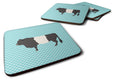 Belted Galloway Cow Blue Check Foam Coasters Set of 4 Cup Coasters for Indoor Outdoor, Tabletop Protection, Anti Slip, Mouse pad Material