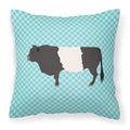 Belted Galloway Cow Blue Check Decorative Throw Pillow 18x18 Indoor Outdoor Accent Cushion, Fabric Cover with Insert for Sofa, Bed, Porch & Living Room