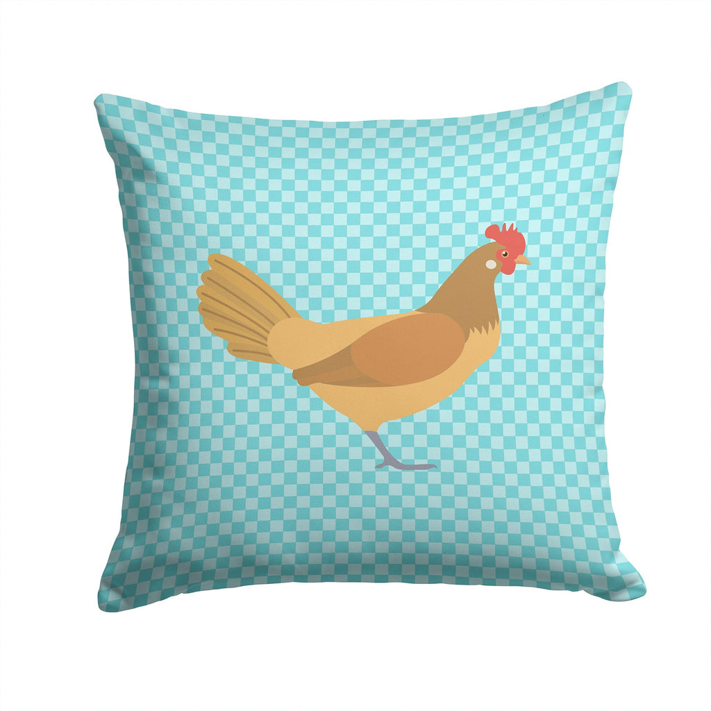 Frisian Friesian Chicken Blue Check Decorative Throw Pillow 14x14 Indoor Outdoor Accent Cushion, Fabric Cover with Insert for Sofa, Bed, Porch & Living Room