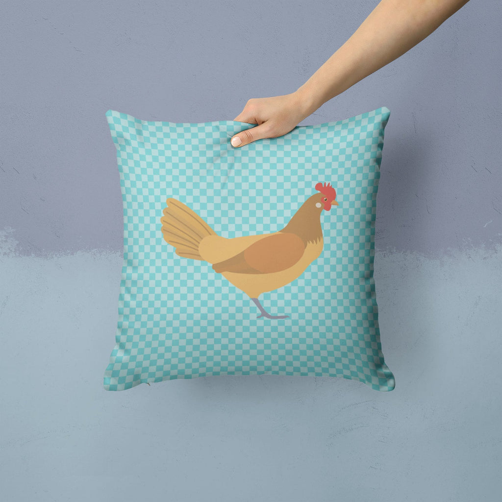 Frisian Friesian Chicken Blue Check Decorative Throw Pillow 14x14 Indoor Outdoor Accent Cushion, Fabric Cover with Insert for Sofa, Bed, Porch & Living Room