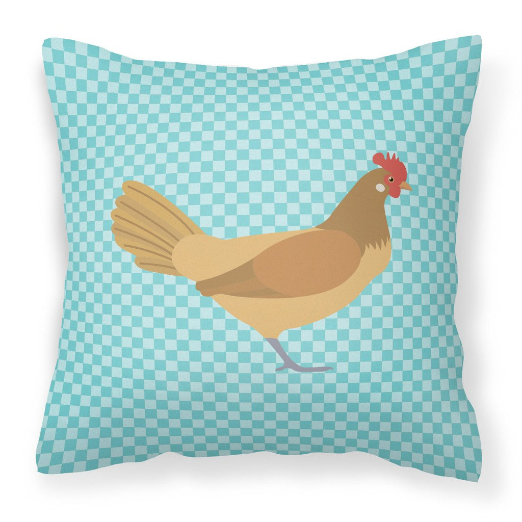 Frisian Friesian Chicken Blue Check Decorative Throw Pillow 18x18 Indoor Outdoor Accent Cushion, Fabric Cover with Insert for Sofa, Bed, Porch & Living Room