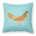 Frisian Friesian Chicken Blue Check Decorative Throw Pillow 18x18 Indoor Outdoor Accent Cushion, Fabric Cover with Insert for Sofa, Bed, Porch & Living Room