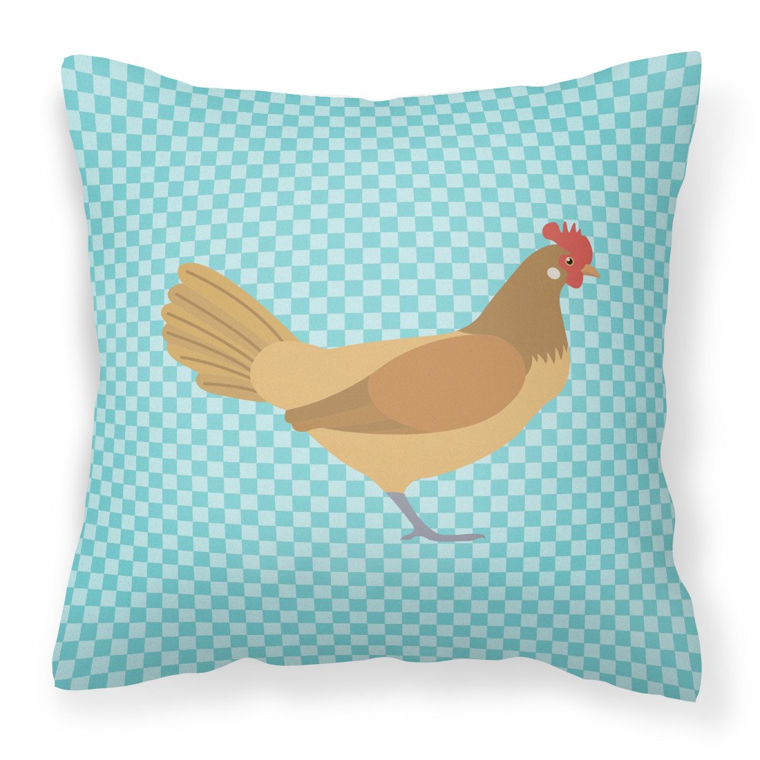 Frisian Friesian Chicken Blue Check Decorative Throw Pillow 18x18 Indoor Outdoor Accent Cushion, Fabric Cover with Insert for Sofa, Bed, Porch & Living Room