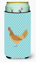 Frisian Friesian Chicken Blue Check Tall Boy Hugger Can Cooler Sleeve Machine Washable Drink Collapsible Insulator Beverage Insulated Holder