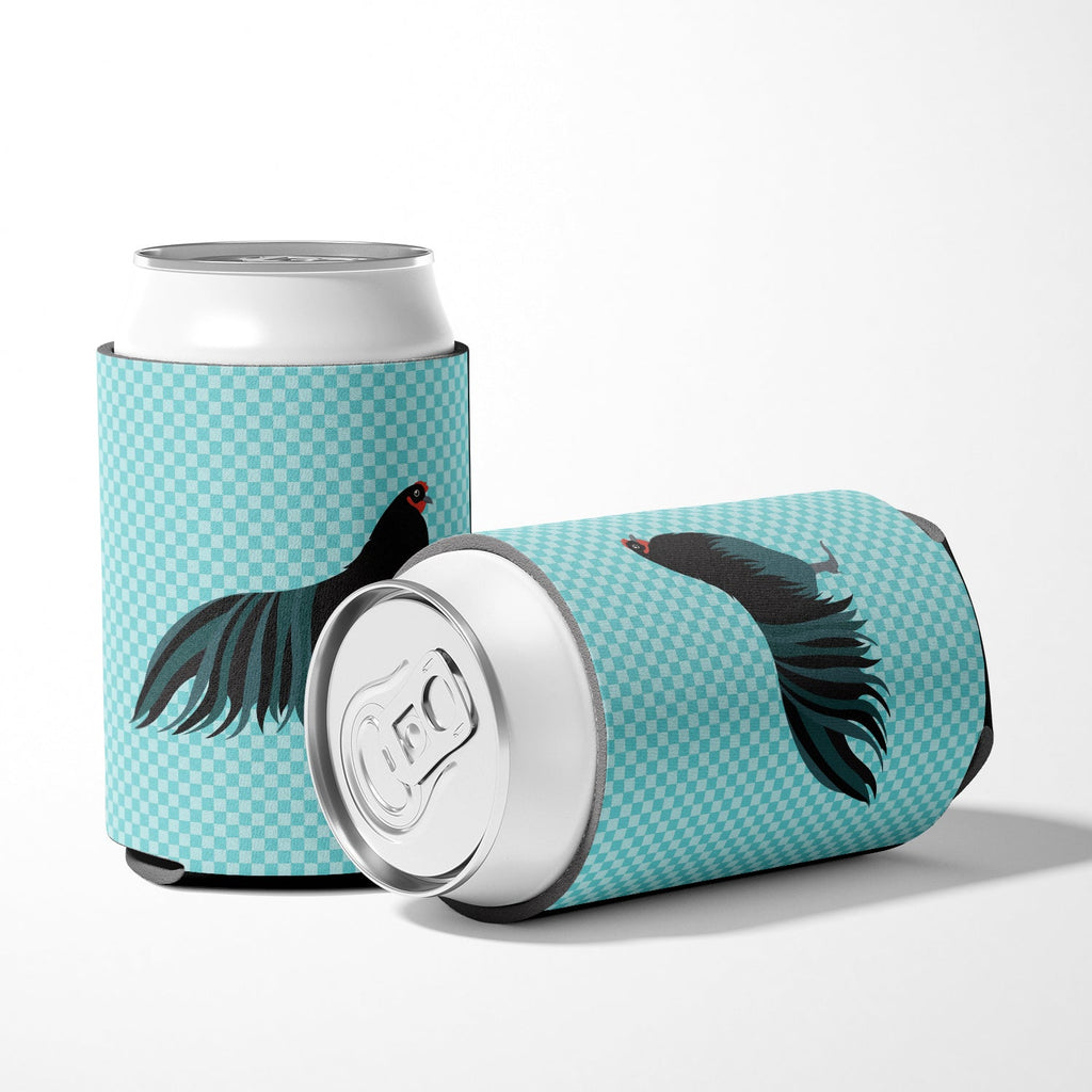 Sumatra Chicken Blue Check Can or Bottle Hugger Cooler Sleeve for Standard 12 oz Cans, Insulated Foam Beer & Soda Can Hugger Reusable