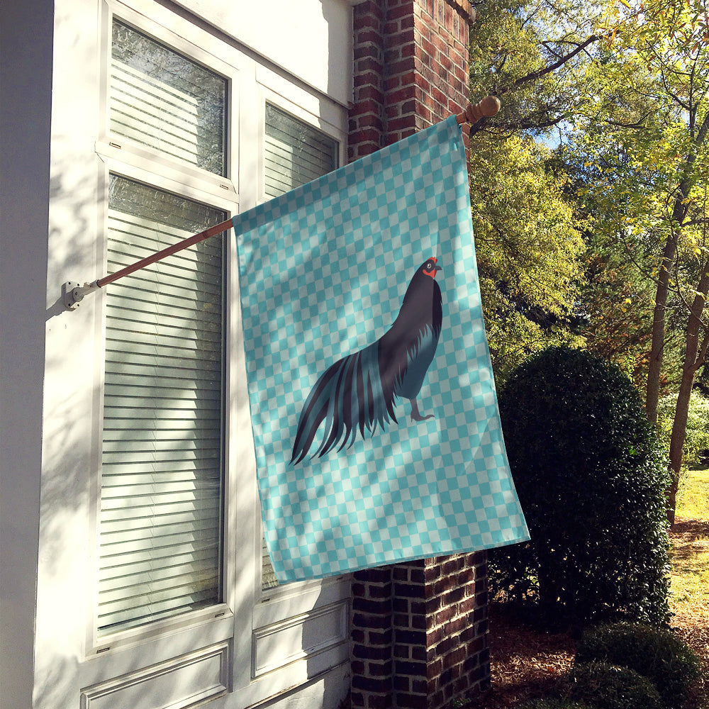 Sumatra Chicken Blue Check House Flag 28x40 Porch Sleeve Pole Decorative Outside Yard Banner Artwork Wall Hanging, Polyester