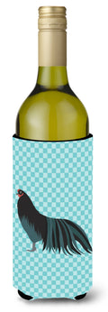Sumatra Chicken Blue Check Wine Bottle Hugger Gift Sleeve for Standard 750 ml Bottles, Insulated Reusable Also Fits Mini Shot & Pint Bottles