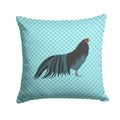 Sumatra Chicken Blue Check Decorative Throw Pillow 14x14 Indoor Outdoor Accent Cushion, Fabric Cover with Insert for Sofa, Bed, Porch & Living Room
