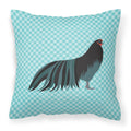 Sumatra Chicken Blue Check Decorative Throw Pillow 18x18 Indoor Outdoor Accent Cushion, Fabric Cover with Insert for Sofa, Bed, Porch & Living Room