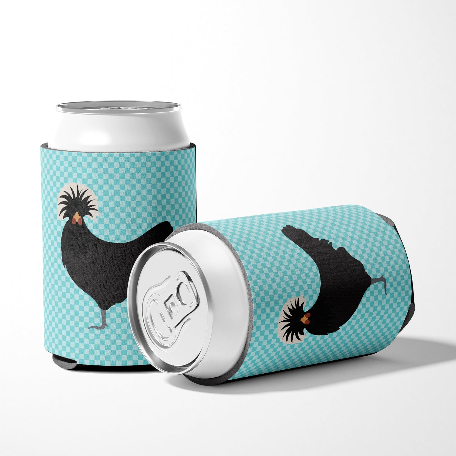 Polish Poland Chicken Blue Check Can or Bottle Hugger Cooler Sleeve for Standard 12 oz Cans, Insulated Foam Beer & Soda Can Hugger Reusable