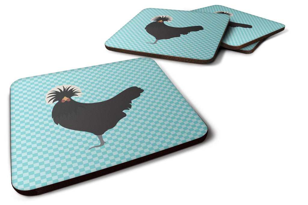 Polish Poland Chicken Blue Check Foam Coasters Set of 4 Cup Coasters for Indoor Outdoor, Tabletop Protection, Anti Slip, Mouse pad Material
