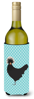 Polish Poland Chicken Blue Check Wine Bottle Hugger Gift Sleeve for Standard 750 ml Bottles, Insulated Reusable Also Fits Mini Shot & Pint Bottles