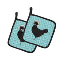 Polish Poland Chicken Blue Check Pot Holder Set of 2 Heat Resistant Quilted Hot Pads 7.5 x 7.5 Inch, Insulated Kitchen Trivets for Cooking & Baking