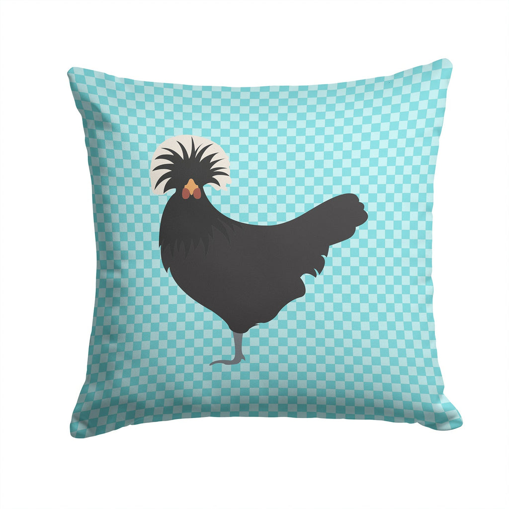 Polish Poland Chicken Blue Check Decorative Throw Pillow 14x14 Indoor Outdoor Accent Cushion, Fabric Cover with Insert for Sofa, Bed, Porch & Living Room