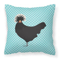 Polish Poland Chicken Blue Check Decorative Throw Pillow 18x18 Indoor Outdoor Accent Cushion, Fabric Cover with Insert for Sofa, Bed, Porch & Living Room