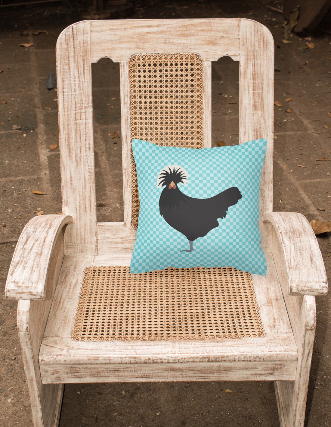 Polish Poland Chicken Blue Check Decorative Throw Pillow 18x18 Indoor Outdoor Accent Cushion, Fabric Cover with Insert for Sofa, Bed, Porch & Living Room