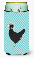 Polish Poland Chicken Blue Check Tall Boy Hugger Can Cooler Sleeve Machine Washable Drink Collapsible Insulator Beverage Insulated Holder