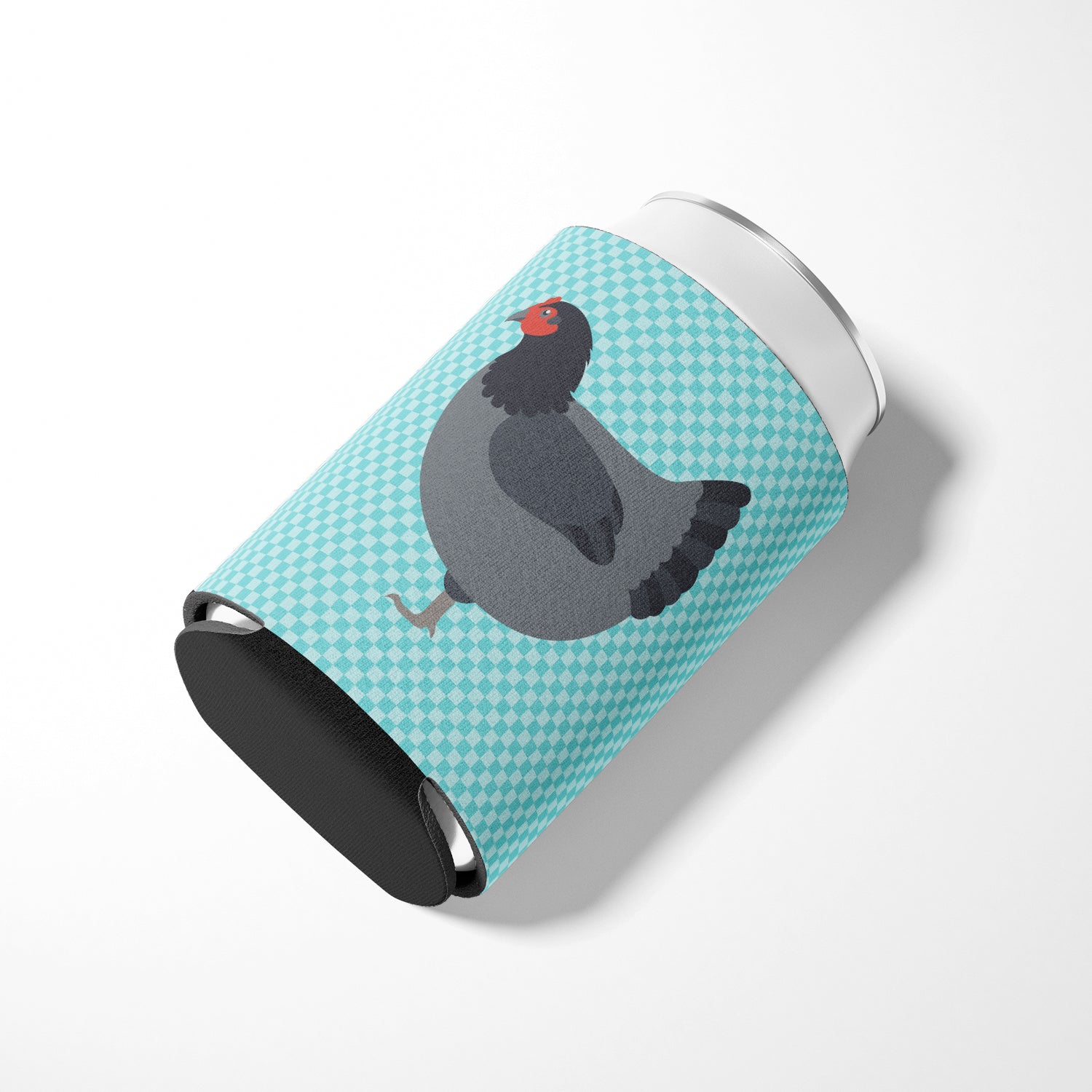 Jersey Giant Chicken Blue Check Can or Bottle Hugger Cooler Sleeve for Standard 12 oz Cans, Insulated Foam Beer & Soda Can Hugger Reusable