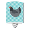 Jersey Giant Chicken Blue Check Ceramic Night Light Compact, UL-Certified, Ideal for Bedroom, Bathroom, Nursery, Hallway, Kitchen, 6x4x3, Multicolor