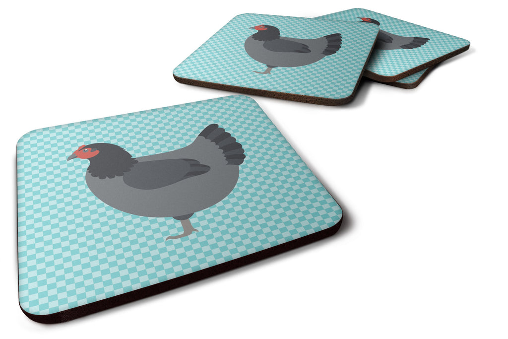 Jersey Giant Chicken Blue Check Foam Coasters Set of 4 Cup Coasters for Indoor Outdoor, Tabletop Protection, Anti Slip, Mouse pad Material