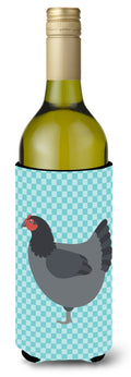 Jersey Giant Chicken Blue Check Wine Bottle Hugger Gift Sleeve for Standard 750 ml Bottles, Insulated Reusable Also Fits Mini Shot & Pint Bottles