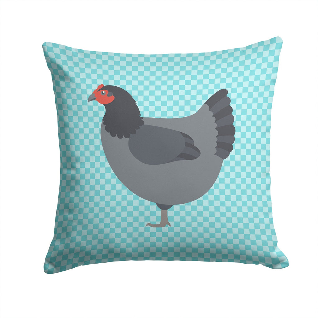 Jersey Giant Chicken Blue Check Decorative Throw Pillow 14x14 Indoor Outdoor Accent Cushion, Fabric Cover with Insert for Sofa, Bed, Porch & Living Room