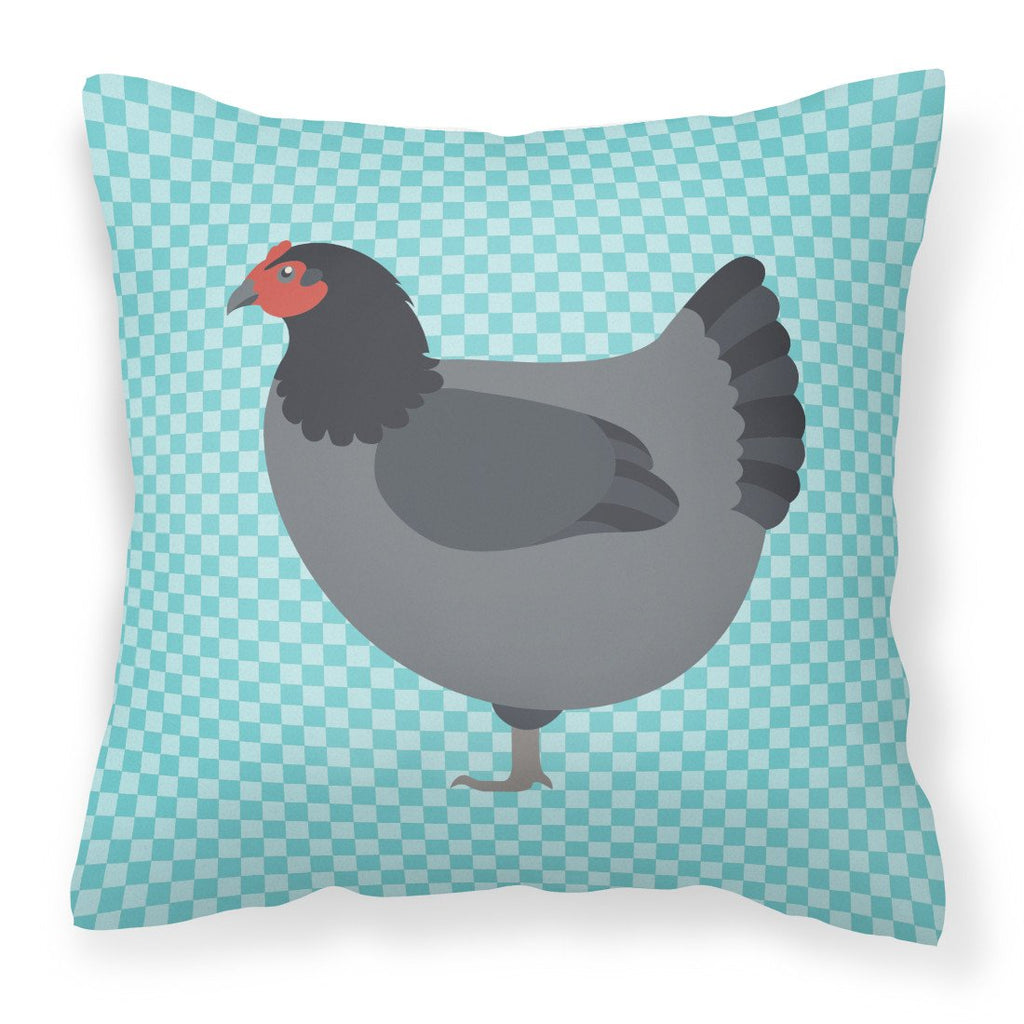 Jersey Giant Chicken Blue Check Decorative Throw Pillow 18x18 Indoor Outdoor Accent Cushion, Fabric Cover with Insert for Sofa, Bed, Porch & Living Room