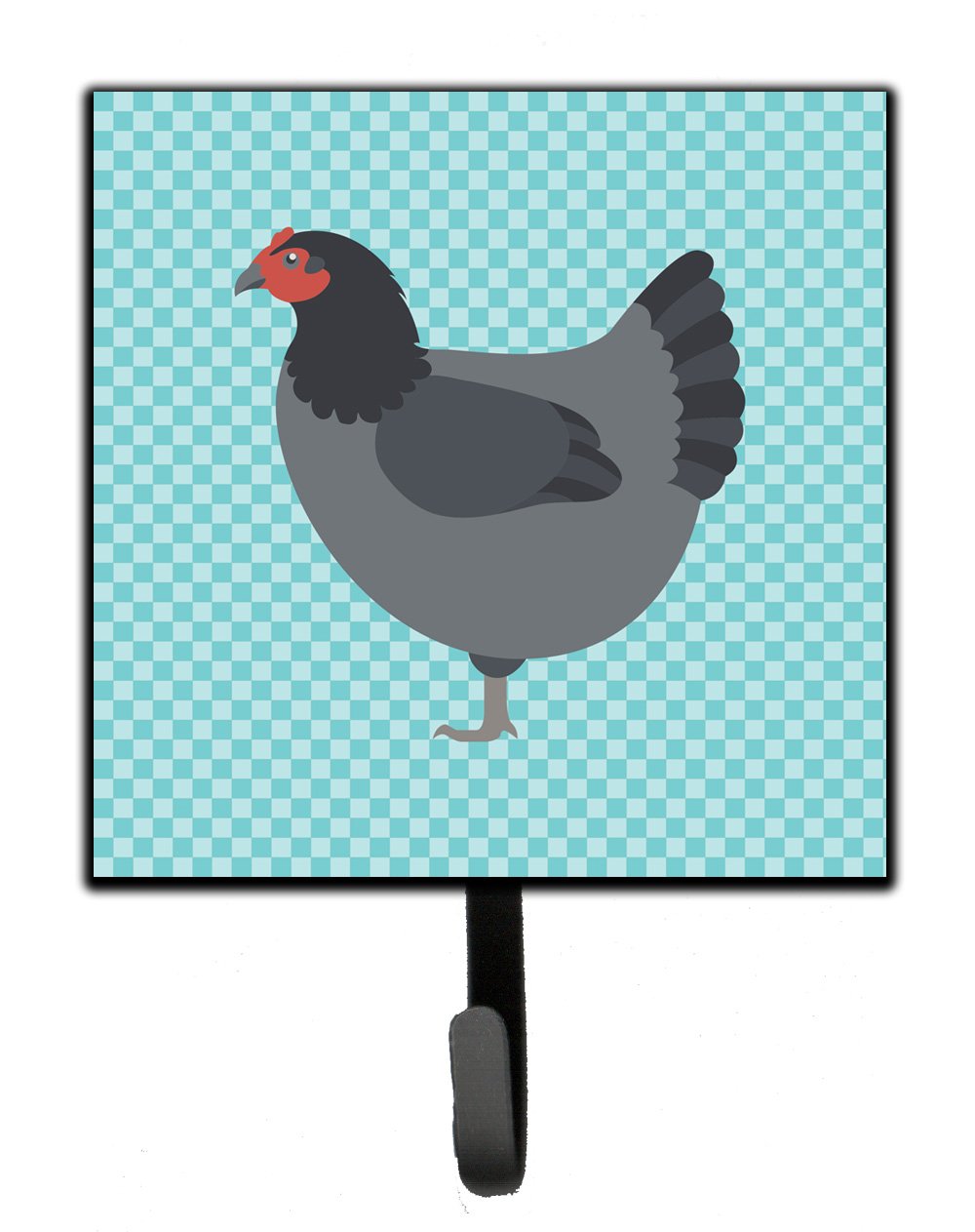 Jersey Giant Chicken Blue Check Leash or Key Holder Wall Hooks, Key Hooks Holder, Coat Rack Wall Mount, Coat Hooks, Hooks for Hanging Keys, Towels, Aprons, Leashes