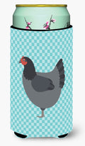 Jersey Giant Chicken Blue Check Tall Boy Hugger Can Cooler Sleeve Machine Washable Drink Collapsible Insulator Beverage Insulated Holder