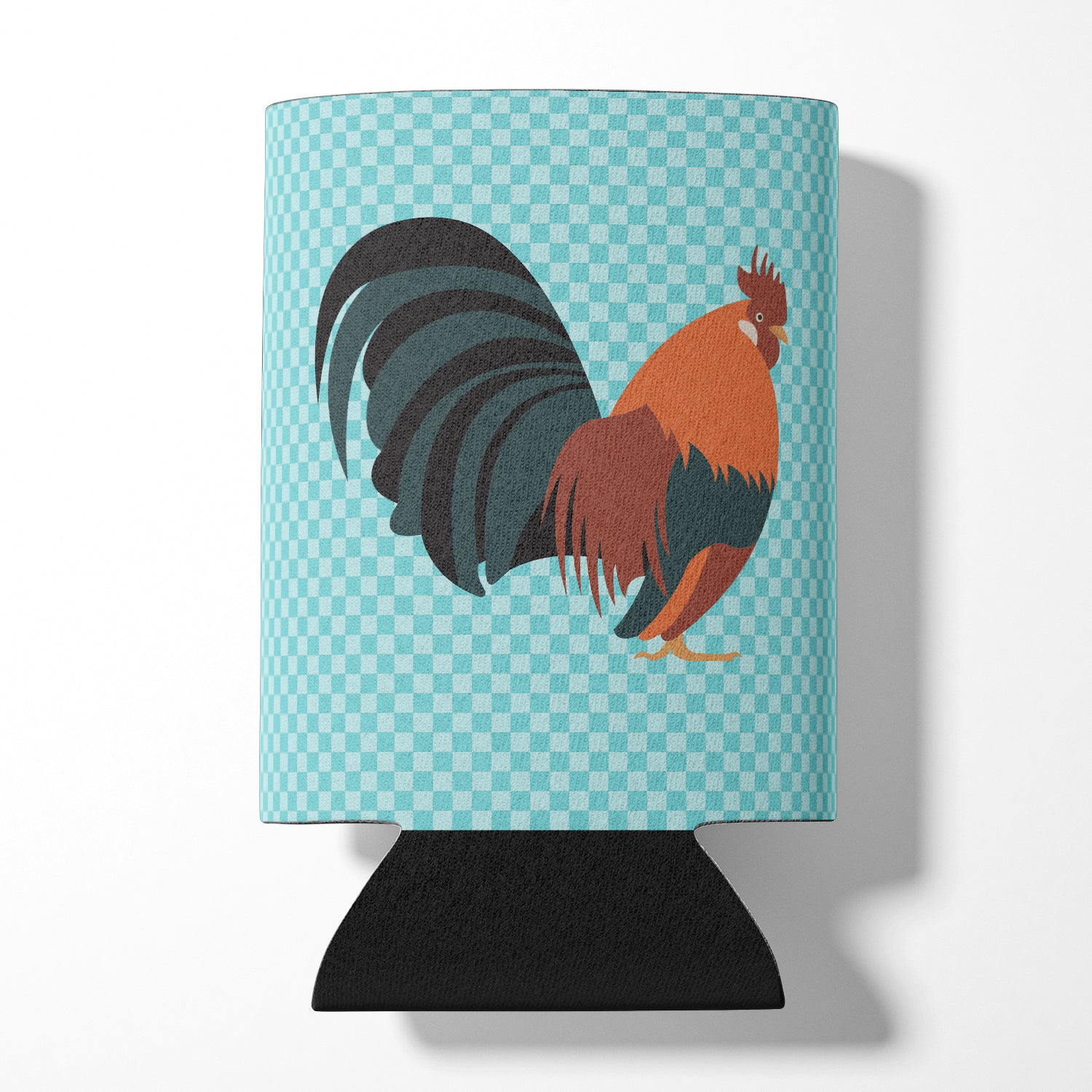 Dutch Bantam Chicken Blue Check Can or Bottle Hugger Cooler Sleeve for Standard 12 oz Cans, Insulated Foam Beer & Soda Can Hugger Reusable