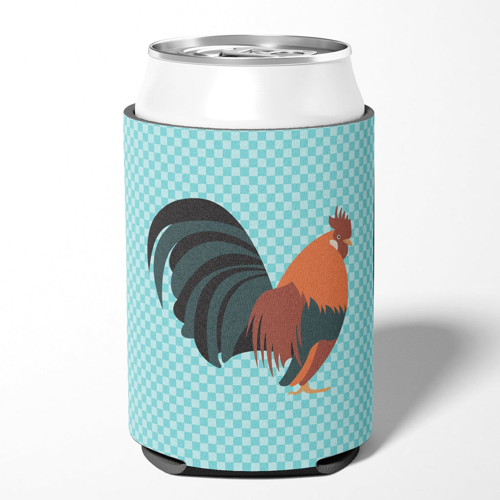 Dutch Bantam Chicken Blue Check Can or Bottle Hugger Cooler Sleeve for Standard 12 oz Cans, Insulated Foam Beer & Soda Can Hugger Reusable