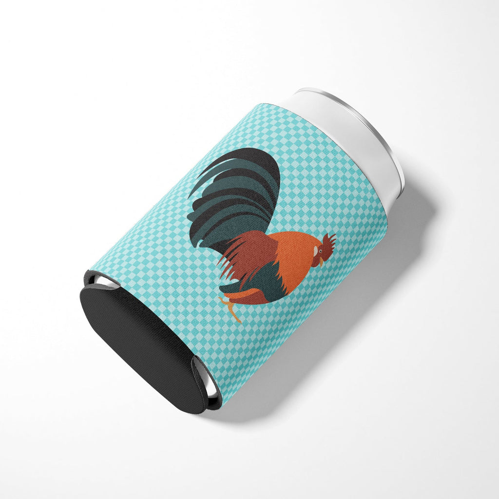 Dutch Bantam Chicken Blue Check Can or Bottle Hugger Cooler Sleeve for Standard 12 oz Cans, Insulated Foam Beer & Soda Can Hugger Reusable