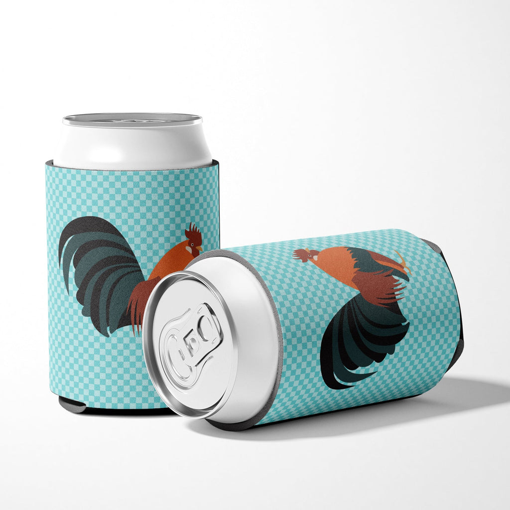 Dutch Bantam Chicken Blue Check Can or Bottle Hugger Cooler Sleeve for Standard 12 oz Cans, Insulated Foam Beer & Soda Can Hugger Reusable