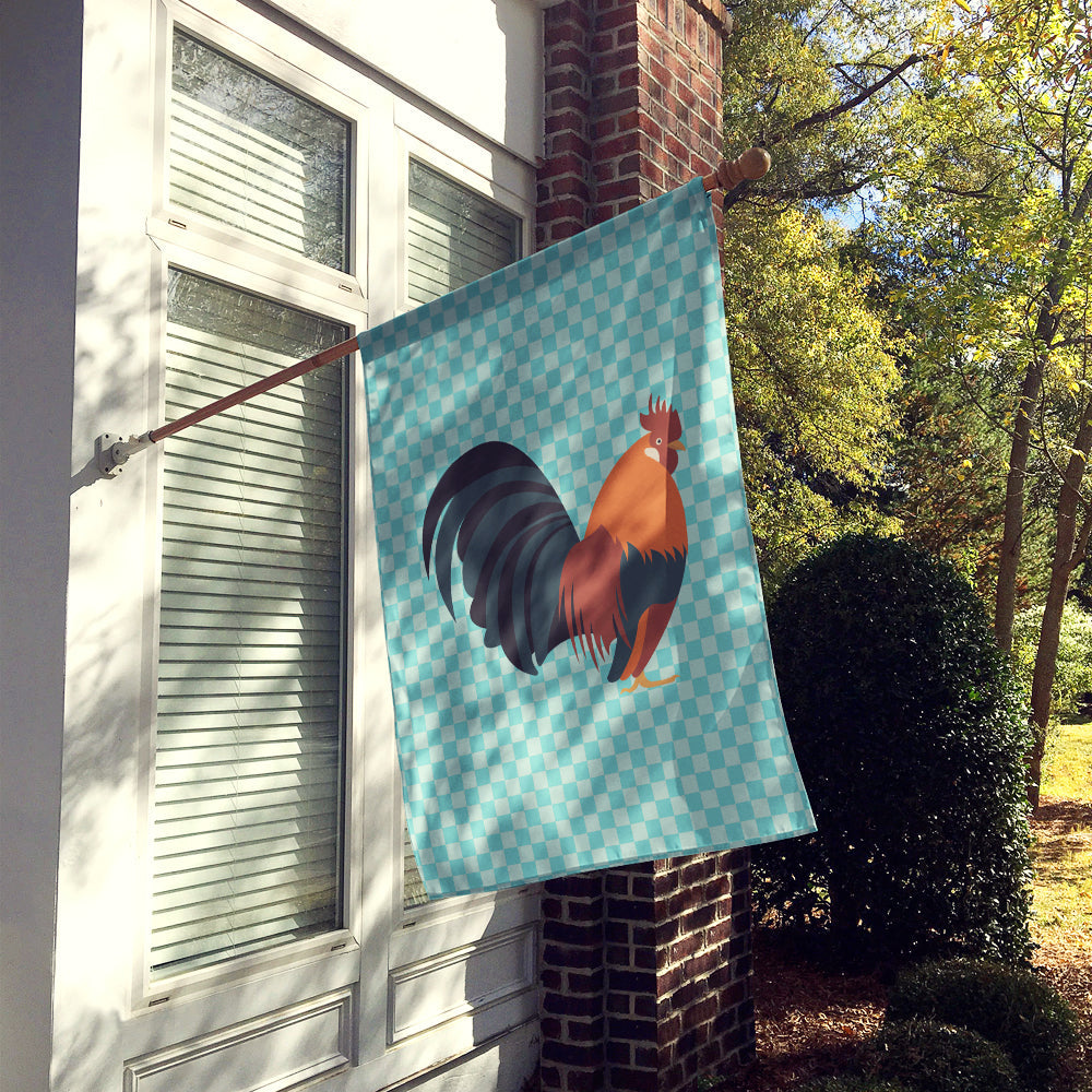 Dutch Bantam Chicken Blue Check House Flag 28x40 Porch Sleeve Pole Decorative Outside Yard Banner Artwork Wall Hanging, Polyester