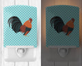 Dutch Bantam Chicken Blue Check Ceramic Night Light Compact, UL-Certified, Ideal for Bedroom, Bathroom, Nursery, Hallway, Kitchen, 6x4x3, Multicolor