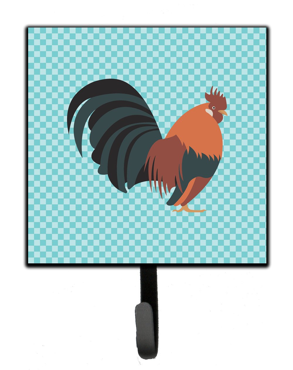 Dutch Bantam Chicken Blue Check Leash or Key Holder Wall Hooks, Key Hooks Holder, Coat Rack Wall Mount, Coat Hooks, Hooks for Hanging Keys, Towels, Aprons, Leashes