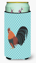 Dutch Bantam Chicken Blue Check Tall Boy Hugger Can Cooler Sleeve Machine Washable Drink Collapsible Insulator Beverage Insulated Holder