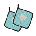 German Langshan Chicken Blue Check Pot Holder Set of 2 Heat Resistant Quilted Hot Pads 7.5 x 7.5 Inch, Insulated Kitchen Trivets for Cooking & Baking