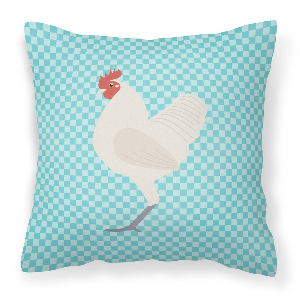 German Langshan Chicken Blue Check Decorative Throw Pillow 18x18 Indoor Outdoor Accent Cushion, Fabric Cover with Insert for Sofa, Bed, Porch & Living Room
